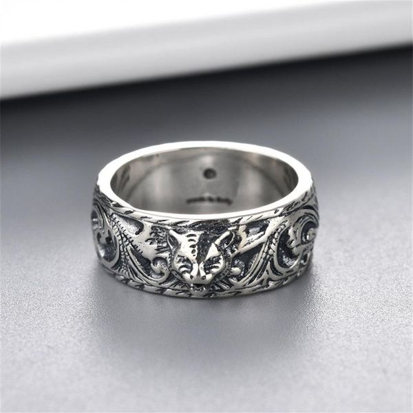 Designer homem carta banda anel vintage tigre amante anéis casal coração ouro jóias de aço inoxidável feminino designers luxo sun flowe225w
