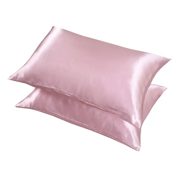 2pcs/lot kraliçe simüle edilmiş ipek yastık kılıfı% 100 polyester saten yastık kılıfı basit stil düz renk zarfı kapanma yumuşak nefes alabilen pürüzsüz yastık kılıfları