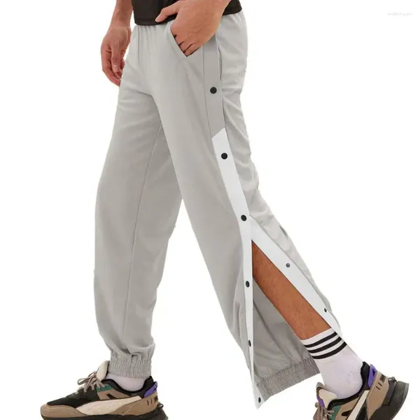 Calças masculinas homens jogger casual tipo solto contraste cor single-breasted absorção de suor sweatpants masculino treinamento de roupas