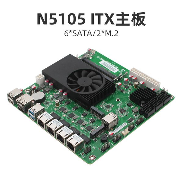 Itx Dört Çekirdek 11. Nesil N5105 Yumuşak Yönlendirme NAS Anakart 6 Satas/4 2.5G Ağ Bağlantısı Çift M.2