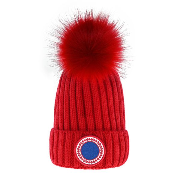Herbst und Winter Kanada Strickmütze Luxuriöse Beanie-Mütze für Männer und Frauen Unisex Gesticktes Logo aus Gänsewollmischung Hüte von hoher Qualität für den Außenbereich warm randlos D-1