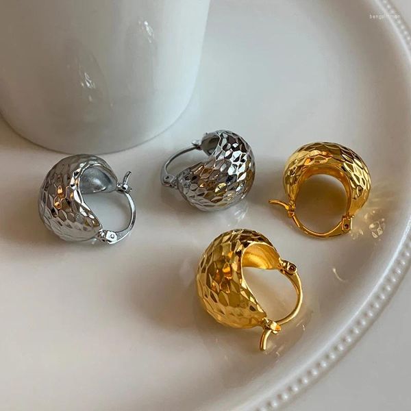 Brincos de argola exclusivos bola de metal oco banhado a ouro vintage luxo presente joias acessórios de moda