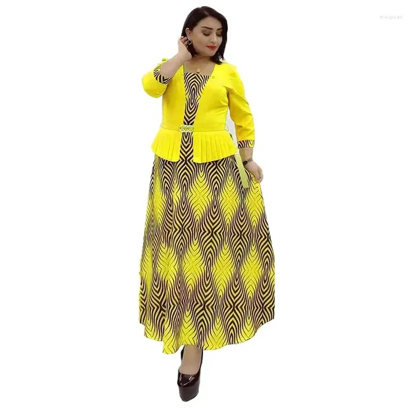 Abbigliamento etnico XL-5XL Abiti africani taglie forti per donna Autunno elegante abito lungo lungo con stampa a mezza manica con cappotto Natale