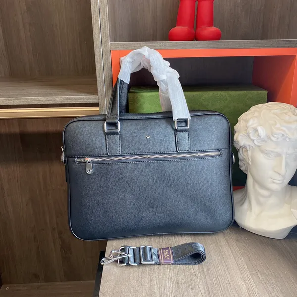 Aktentasche Designer-Tasche, luxuriöse Laptop-Tasche, einfarbig, Buchstaben-Metall-Design, großes Fassungsvermögen, Leder-Aktentasche, Business-Männertasche, kommerzielle Tasche, Staubbeutel