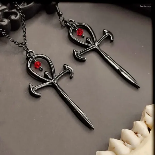 Anhänger-Halsketten, Goth-Vampir-Schmuckset, Hexen-Ohrringe, Halskette, Schmuck, okkulte Ketten, Halloween, Damenmode, klassisch