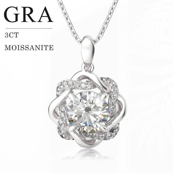 Medaglioni Stella di David 3ct Vera Collana di Moissanite Ciondolo per donne Diamante Argento 925 Gioielli da sposa Regali Certificato femminile277E