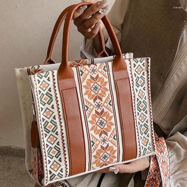 Abendtaschen, Canvas-Handtasche für Damen, trendige PU-Leder-Oberseite, Boho-Umhängetasche, Luxus-Designer-Shopper, Umhängetasche, lässige Umhängetasche