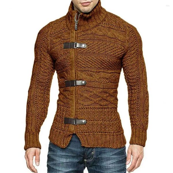 Maglioni da uomo Cardigan Cappotto maglione allentato elastico in fibra acrilica elegante per cappotti invernali a maglia spessa all'aperto