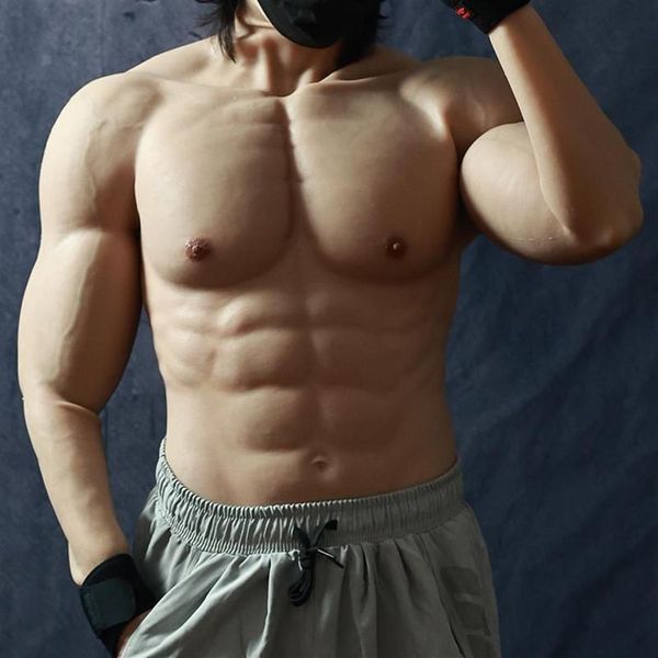 Realistischer Silikon-Body mit gefälschtem Muskelbauch und kräftigen Armen, Simulation falscher Brust für Männer und Frauen, Shemale Cosplay Men's184E