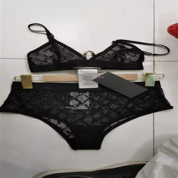 Il reggiseno delle donne di design della moda europea imposta sexy garza pizzo ricamo cinturino per spaghetti bustier gilet e pantaloncini mutandine twinset l241H