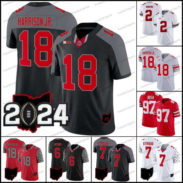 18 Marvin Harrison Ohio State Buckeyes Camisa de futebol 6 McCord Fleming Wilson Stroud Justin Fields 44 J.T. Camisas Tuimoloau Egbuka Olave George Bosa Red College