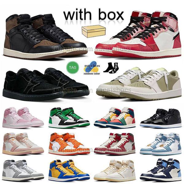 jordan1 jordan1s travis scot retro 1s jumpman 1 basketbalschoenen met doos hoog og palomino 1s mokka spiderverse vind phantom golf olijf j1 midden fel roze j1s sneakers