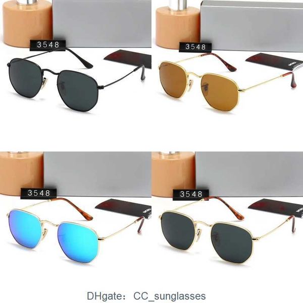 52 мм Высококачественные мужские солнцезащитные очки с металлическими шарнирами Дизайнерские очки с защитой от ультрафиолета Мода 3548 мужские солнцезащитные очки Роскошные женские очки Стеклянные линзы очки с коробкой