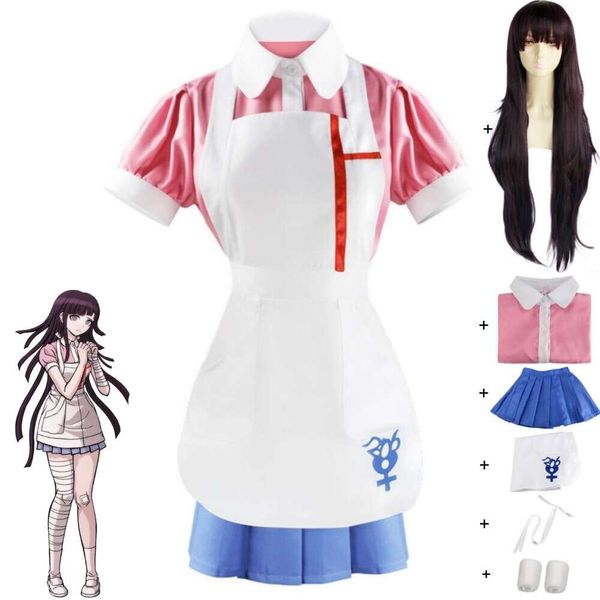 Cosplay Spiel Mikan Tsumiki Dangan Ronpa Danganronpa Goodbye Despair Cosplay Kostüm Perücke Anime Sexy Krankenschwester Maid Uniform Halloween Anzug