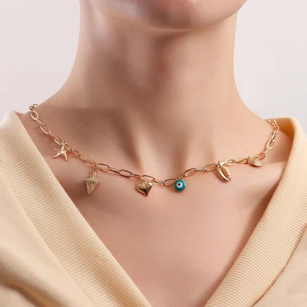 Ювелирные цепочки, простая цепочка в форме морской ракушки, ожерелье в виде морской звезды, женские нишевые дизайнерские аксессуары
