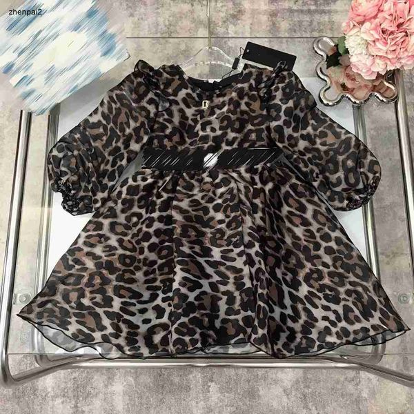 vestiti per bambini di lusso Nastro in vita design abito da ragazza designer Maniche lunghe Abito per bambini Taglia 100-150 CM Gonna per bambino con stampa leopardata sexy Sep01