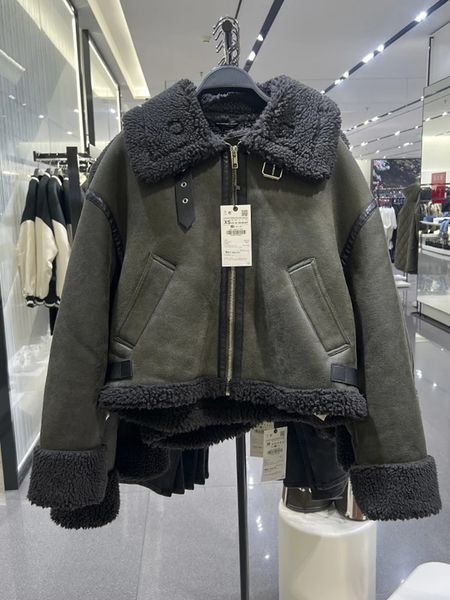 Parka da donna in piumino invernale in pelliccia sintetica giacca da motociclista da donna streetwear bavero con cerniera agnello giacca a vento cappotto da donna spesso caldo corto capispalla 231016