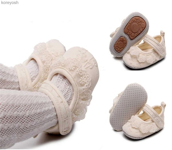 Primi camminatori Nuovo stile primaverile Neonato Scarpe per bambini Scarpe da principessa in pizzo Abiti da festa Neonate Primi passi Passi Beige Tinta unitaL231016