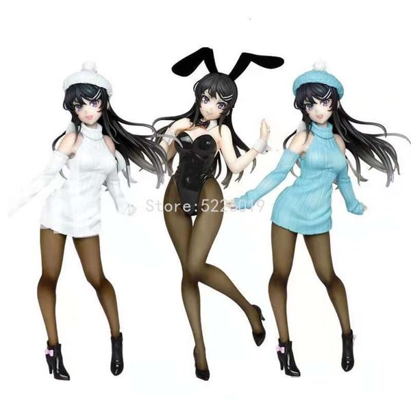 Fingerspielzeug 22 cm Rascal träumt nicht von Bunny Girl Senpai Anime Figur Sakurima Mai Strickkleid Actionfigur Bunny Girl Figur Modell