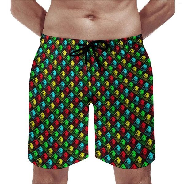 Pantaloncini da uomo Summer Board Art Panda Sportswear Pantaloni corti da spiaggia blu e gialli Casual Costume da bagno ad asciugatura rapida Taglie forti