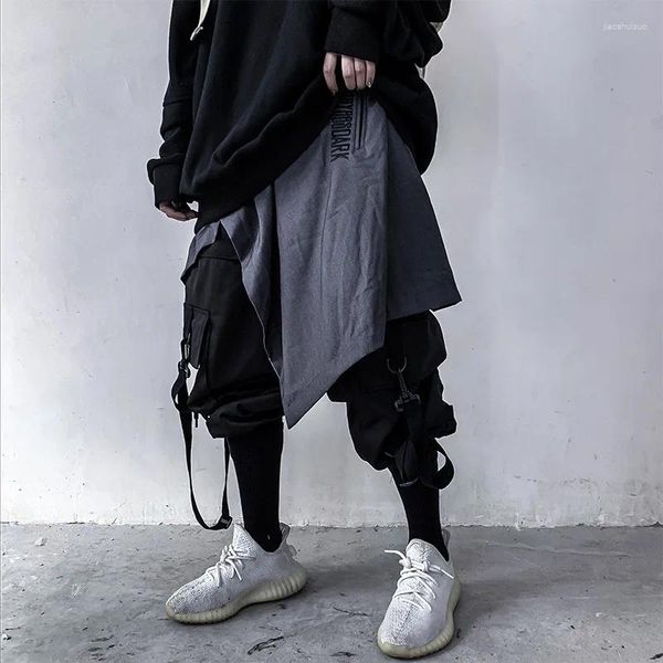 Мужские брюки 2023, технологичная одежда в стиле панк, хип-хоп, юбка с нерегулярной талией в стиле Харадзюку, брюки для уличных танцев, модные украшения-брюки для мужчин и женщин