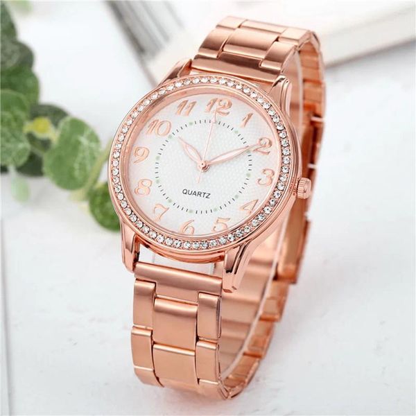 Armbanduhren Marke Frauen Uhren Mode Rund Damen Quarzuhr Armband Set Goldene Zifferblatt Einfache Rose Gold Mesh Luxus Frauen #3