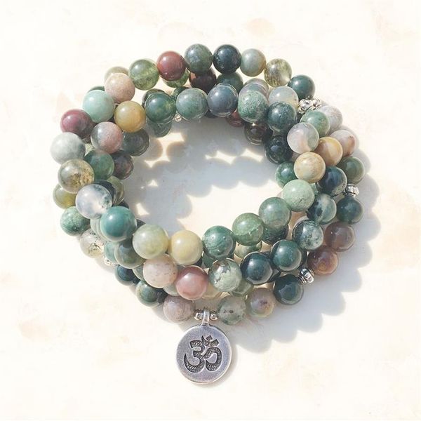 SN1034 Modisches Damen-Wickelarmband, trendige Indien-Achat-Halskette, 108 Mala, ausgefallene Jaspisperlen, Breaclet2185