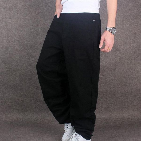 Calça jeans masculina de perna larga, hip hop, preta, casual, folgada, para rapper, skate, corrida relaxada, 2964