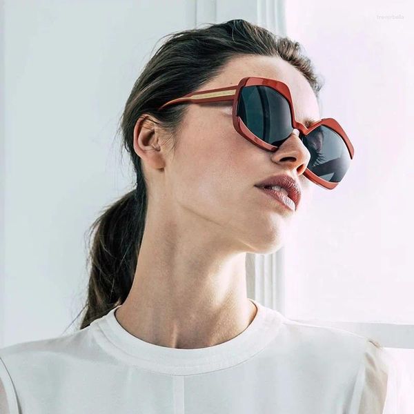Óculos de sol 2023 designer de moda polígono cp virola gradiente mulheres vintage escudo uv400 ins senhora óculos de sol