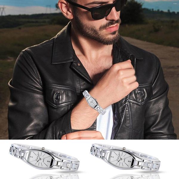 Relógios de pulso senhoras relógio elegante simples quartzo diamante quadrado dial pulseira de couro mulheres homens grande rosto