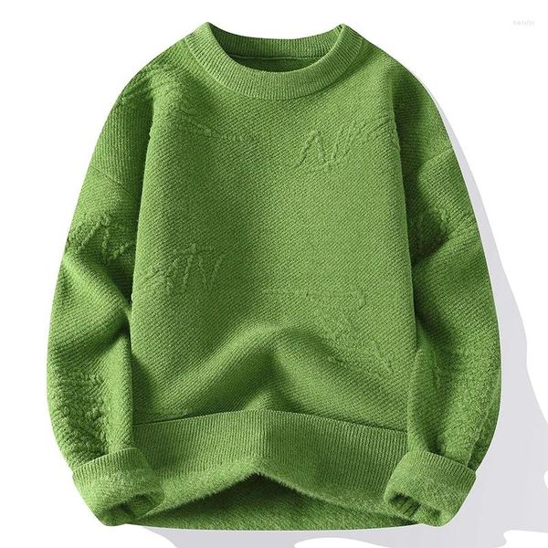 Suéter Masculino Outono E Inverno Com Pescoço Redondo Suéter Casual Malhas Fruta Verde Marrom Moda Outerwear Top