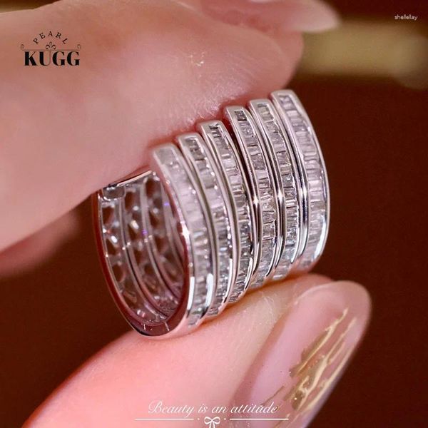 Brincos de argola KUGG 18K ouro branco 0,20 quilates diamante natural real para mulheres joias de festa brilhante estilo mínimo INS