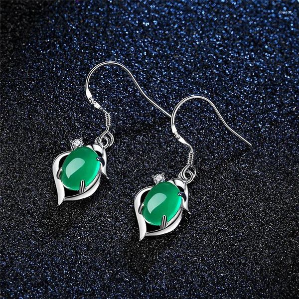 Orecchini pendenti MOONROCY Colore argento opale ovale rosso verde cristallo per le donne Orecchini vintage con goccia all'ingrosso di gioielli