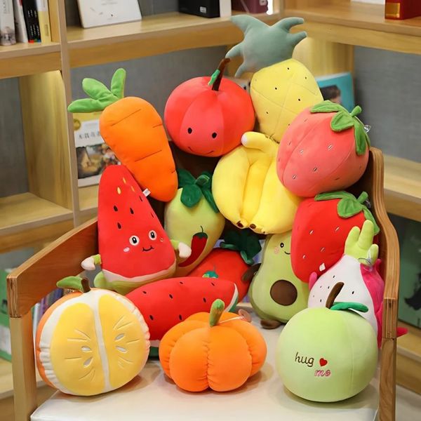 Bonecas de pelúcia travesseiros almofadas 15-35cm simulação fruta brinquedo bonito vegetal crianças iluminação ensino cognitivo pequena boneca presente de aniversário 231016