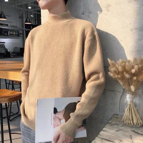 Herrenpullover Kleidung Einfarbiger Strickpullover Männlich Kein Kapuzenpullover Roter Kragen Pullover Plain Winter 2023 X Elegantes warmes Sweat-Shirt