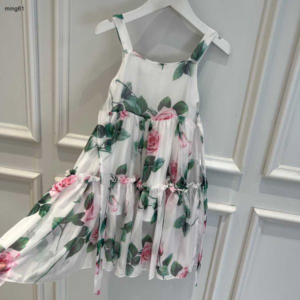 Marca designer menina vestido de verão bebê chiffon suspender vestido crianças vestidos florais crianças princesa roupas festa
