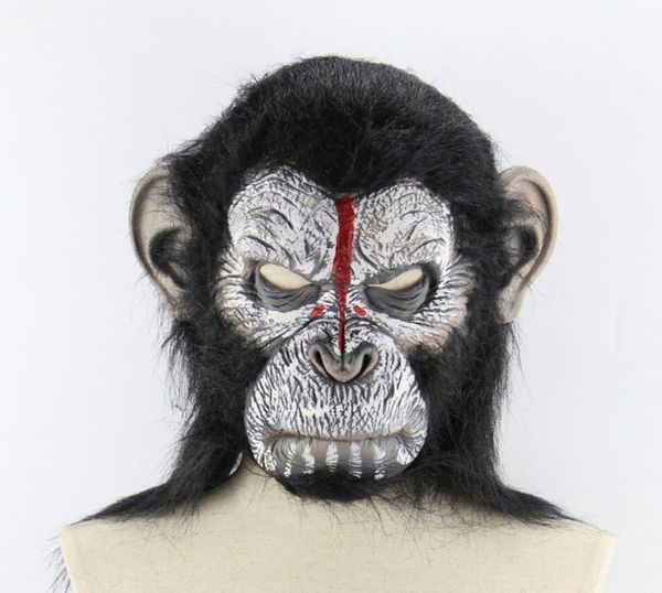 Il pianeta delle scimmie Halloween Cosplay Gorilla Masquerade Maschera Monkey King Costumi Cappellini Maschera di scimmia realistica Y2001035155437