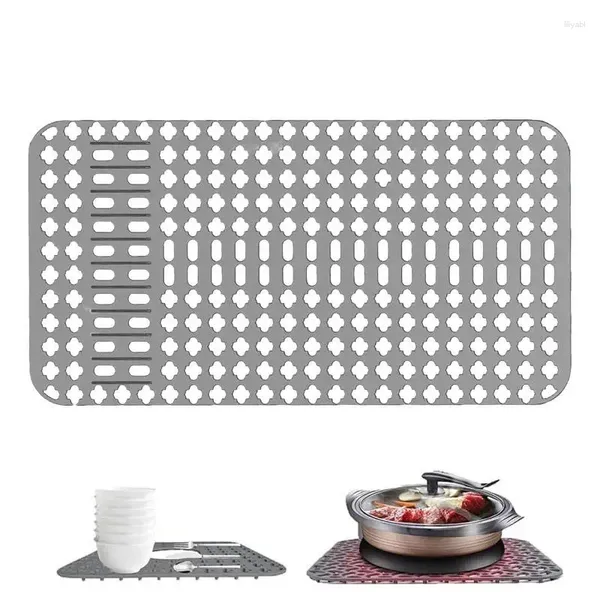 Tapetes de mesa de silicone, tapete de pia ajustável, resistente ao calor, drenagem, louça, almofada durável para utensílios de cozinha, tigela, rack de prato