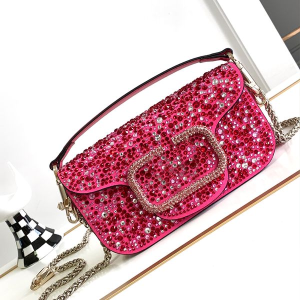 Diamonds Designer Bolsa Bolsa Bolsa Crossbody Bolsas de Alta Qualidade Mulheres Bolsas de ombro Metal Flha Flia Magnética Buchle Burse Square