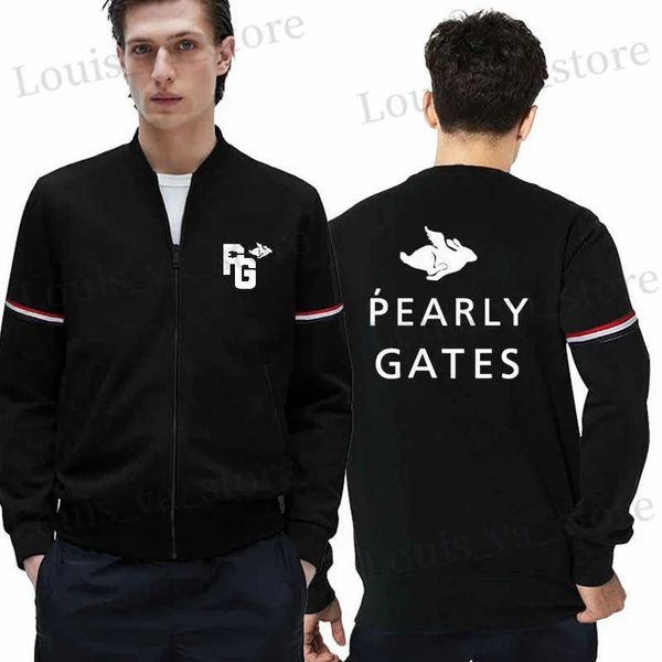 Jaquetas masculinas Pearly Gates 2022 Nova Impressão Harajuku Cor Sólida Zíper Com Capuz Quente Manga Longa Hoodies Jaqueta T231016