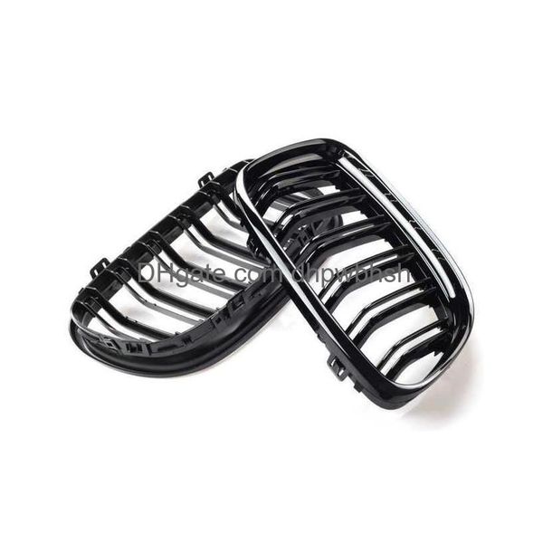 2 pçs estilo do carro gloss preto frente rim duplo slat grill grille para 3 séries e90 e91 lci 2009 2010 2011 2012 estilo entrega direta