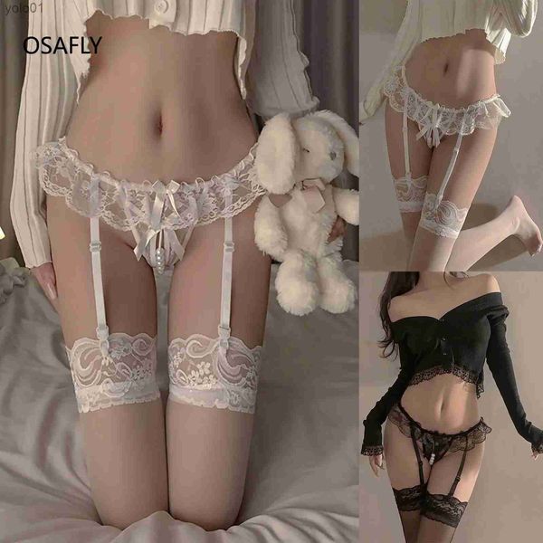 Calzini e calzettoni Calze da donna Calze di seta sexy a rete Carino Lolita Infradito di pizzo con perle con coscia alta esotica Come calze collantL231016