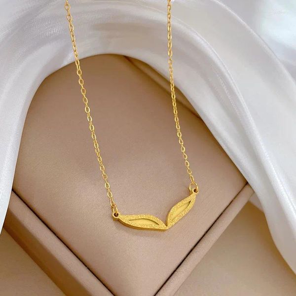 Hangerkettingen Glanzende oogketting Gouden roestvrij staal Uniek Kitsune diervormig voor dames Sieraden in minimalistische stijl