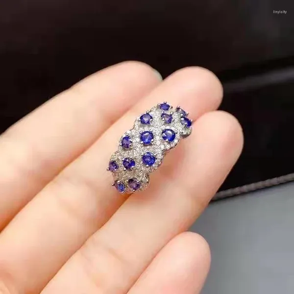 Küme halkaları fs moda doğal yüksek kaliteli safir S925 STERLING Gümüş Kadın Yüzüğü Fine Charm Düğünler Takı