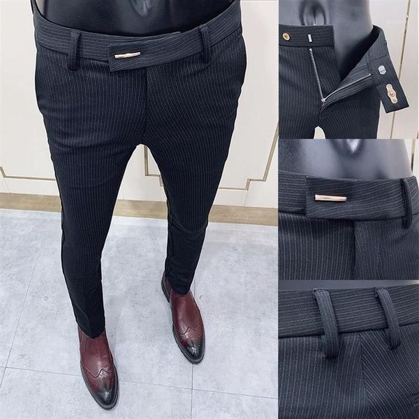 Calças masculinas de verão, slim fit, negócios, casual, profissional, ferro-formal, preto, slim fit, calças, drop-feeling suit1159u