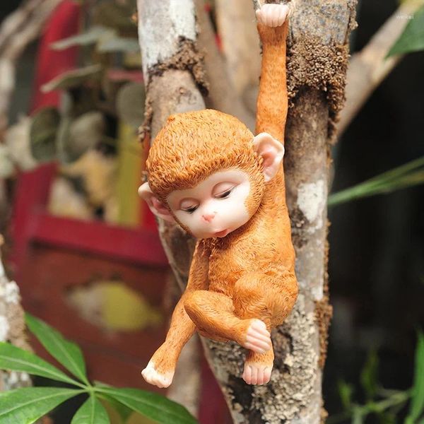 Decorações de jardim escultura animal simulação macaco árvore resina decoração ao ar livre estátua ornamentos