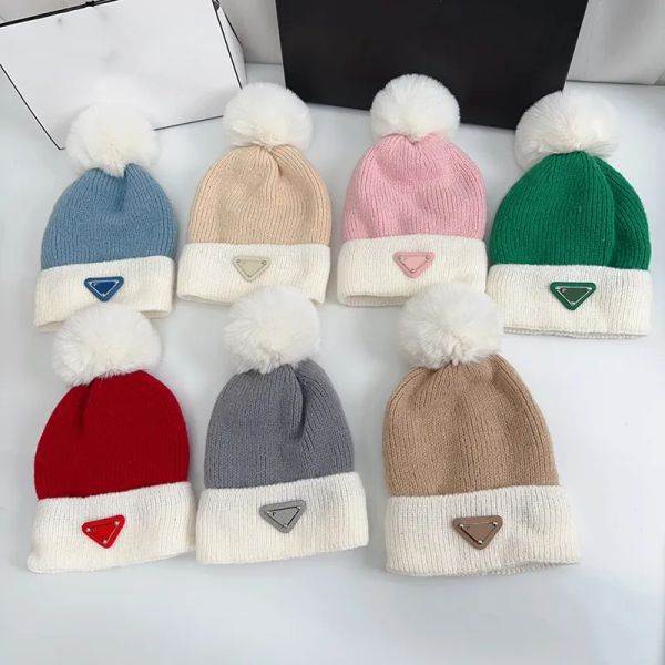 Chapéu de inverno feminino designer gorro masculino moda peludo bola de pelúcia chapéus de malha quente earflap bonés ao ar livre casual gorro gorros quentes -6