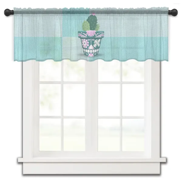 Vorhang Blumentopf Fee frisch kurze transparente Fenster Tüllvorhänge für Küche Schlafzimmer Home Decor kleine Voile-Vorhänge