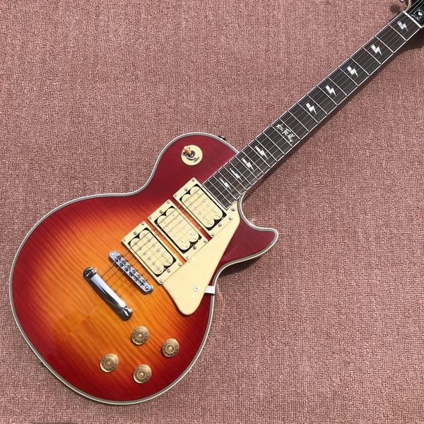 Ace Frehley Guitarra Elétrica Tiger Maple Top Cereja Sunburst Três Captadores Humbucker Rosewood Fingerboard Frete Grátis