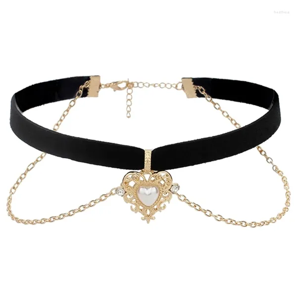 Halsband mit schwarzem Kragen, gotische viktorianische geprägte Perlenkette, modisches Geschenk für Frauen, heidnischer Hexerei-Schmuck